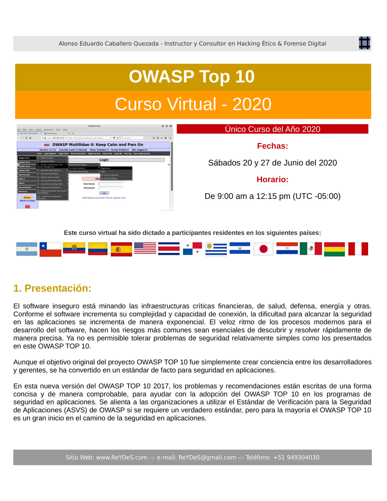 Único Curso Virtual de OWASP Top 10 2020