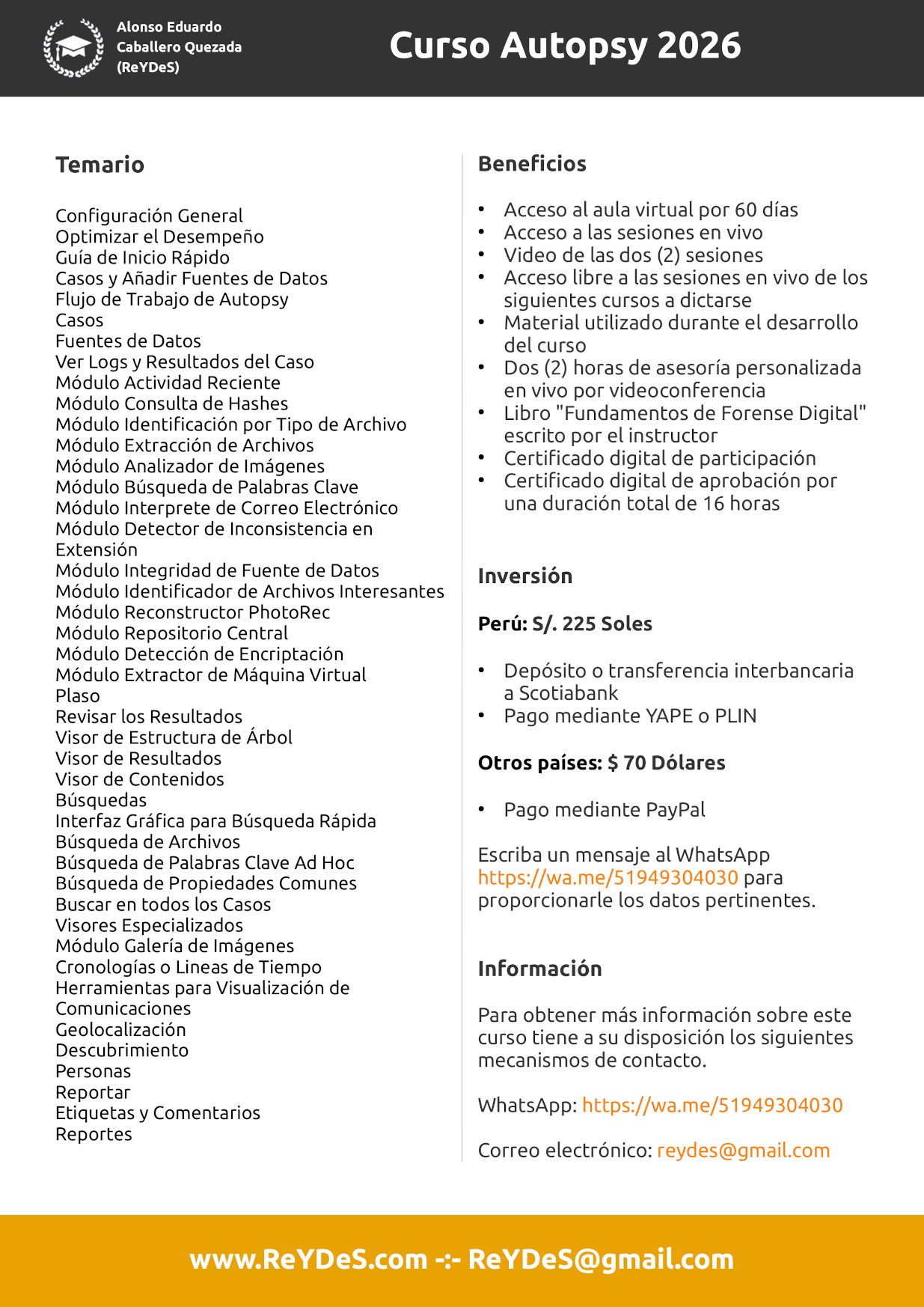 Curso de Autopsy 2026 Curso de Autopsy 2026