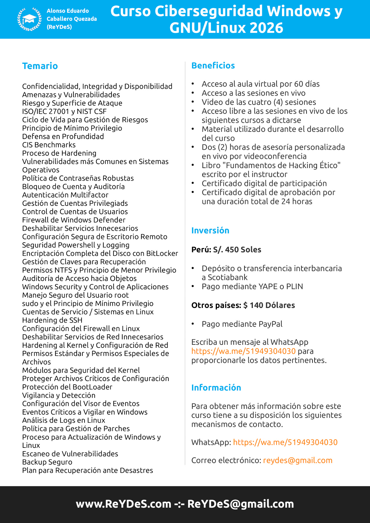 Curso CiberSeguridad Windows y Linux Curso CiberSeguridad Windows y Linux