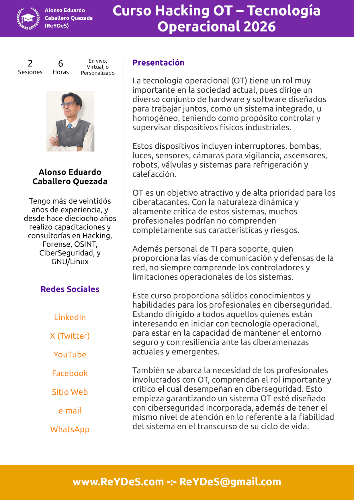 Curso de Hacking OT - Tecnología Operacional Curso de Hacking OT - Tecnología Operacional